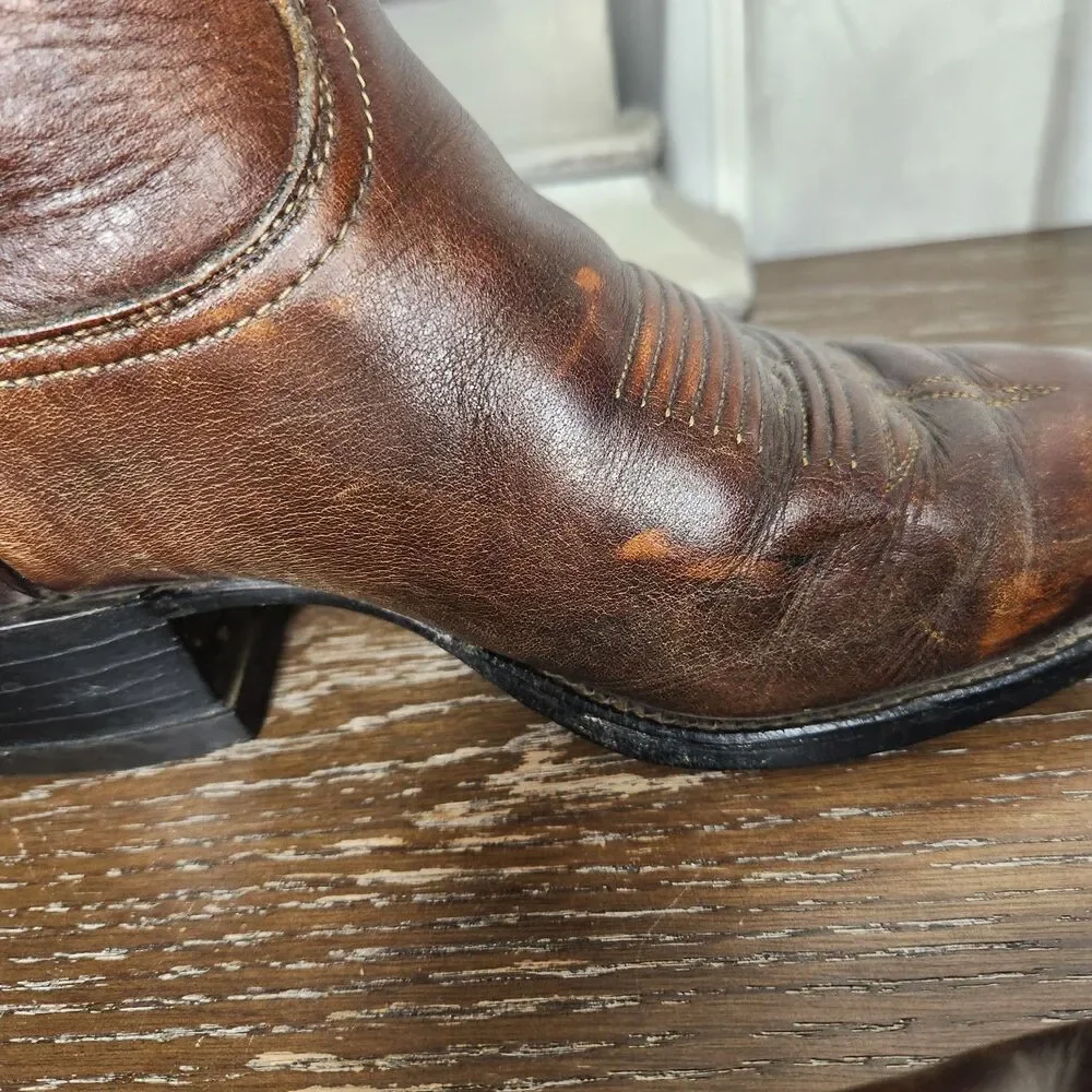 Vintage Tony Lama Mens 5084 Brown Leather Western Cowboy Boots Size 6.5 EE USA